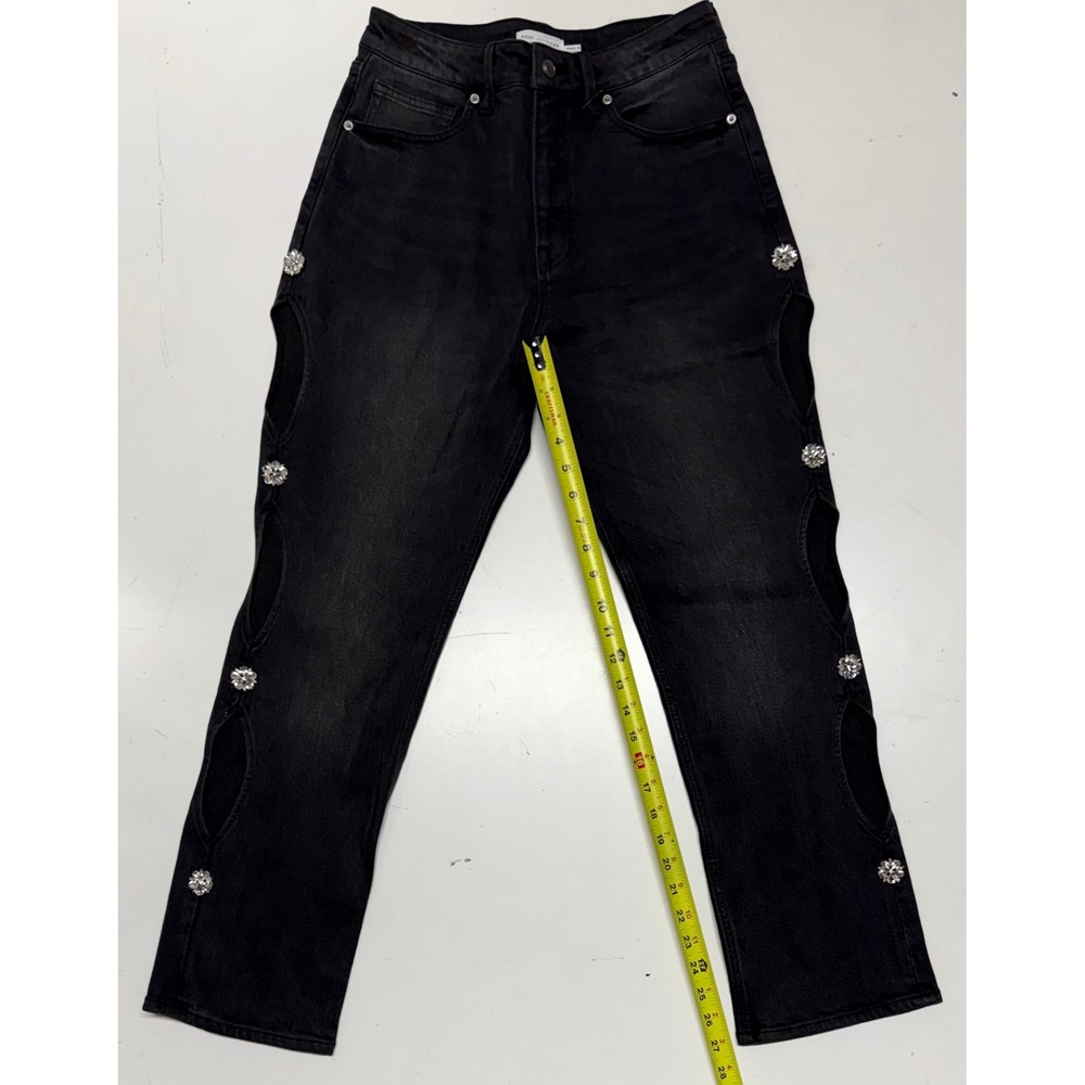 GOOD AMERICAN‎ Denim Jeans Rhinestone Cutout High Waist Straight Leg Womens 4 27
